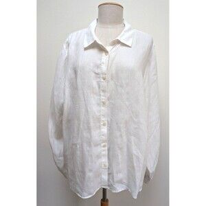 Lands End Womens White Oxford Button Down Shirt Long Sleeve Size 2X 20W 22W
